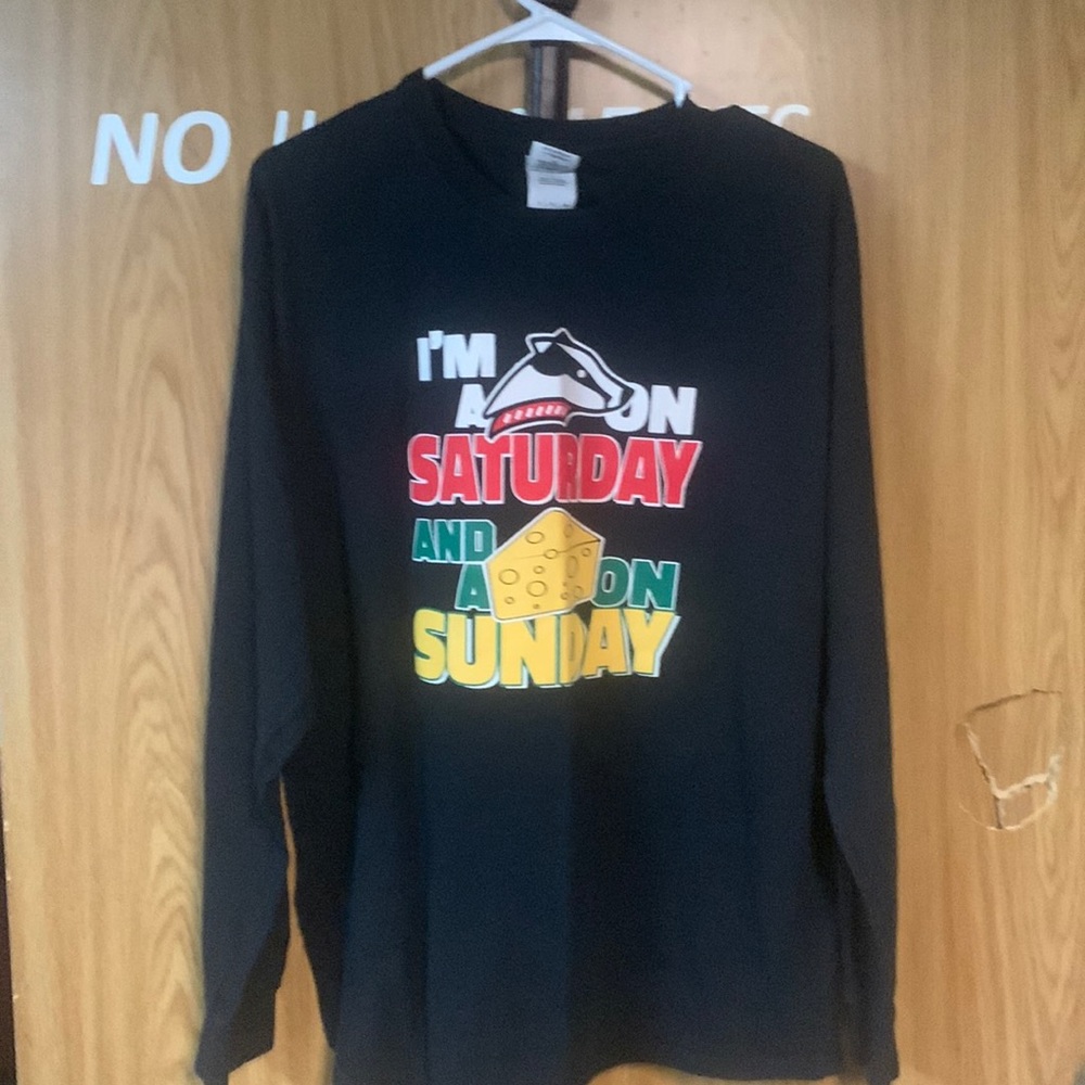 Packers on Sunday Badgers on Saturday Black long sleeve shirt